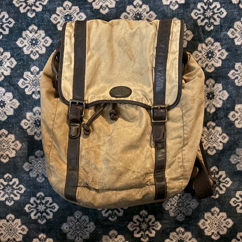Fossil Tan and Brown Men's Backpack